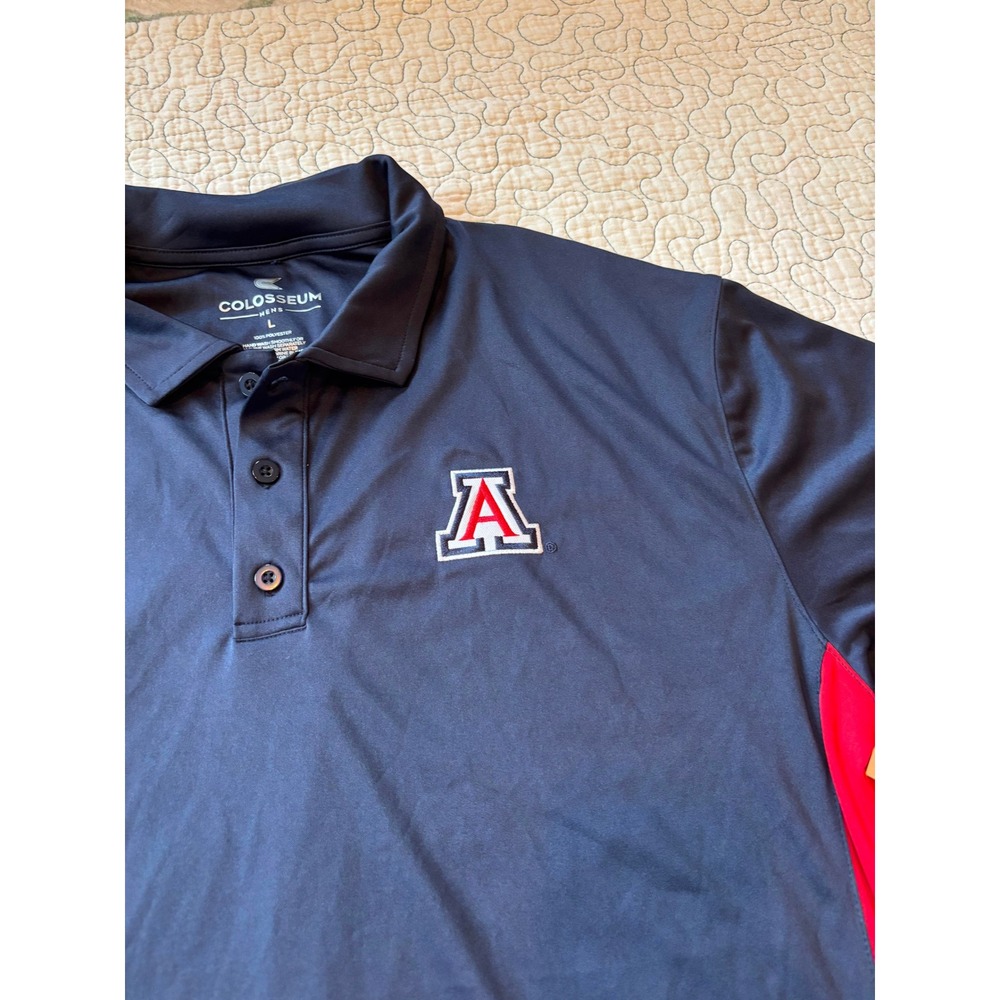 Colosseum Arizona Wildcats Mens Large Navy Red Performance Polo Shirt - Picture 2 of 6